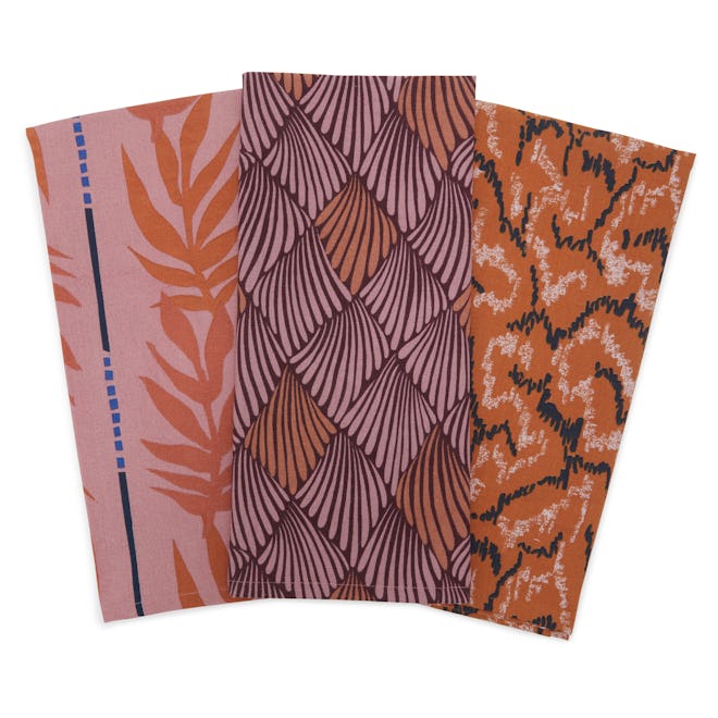Abstract Leopard Kitchen Towel 3 Piece Set, Incandescent Orange