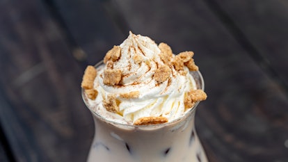 The house-made horchata drink with whipped cream on top is offered at Disneyland's holiday celebrati...