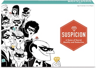 Suspicion is a board game like Clue that uses deduction and strategy.