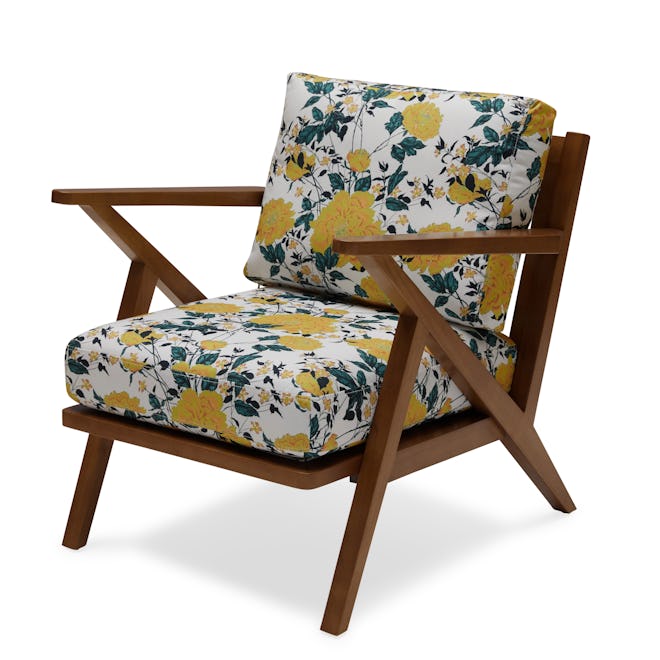 Vintage Floral Mid-Century Accent Chair