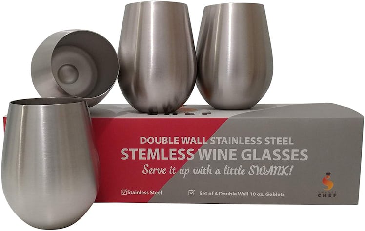 Swanky Chef Stainless Steel Wine Glasses (Set of 4)