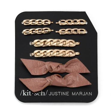 Kitsch x Justine Marjan Chain & Bow Bobby Pin — 8 PC Set