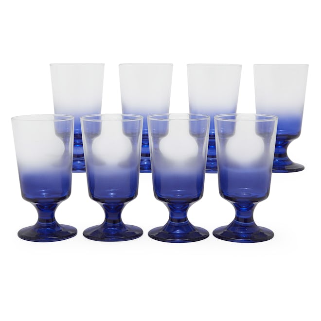 Grecian Blue Ombre Glass Drinkware Set, 8 Piece