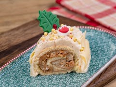 The churro yule log is available at Disneyland's holiday celebration. 