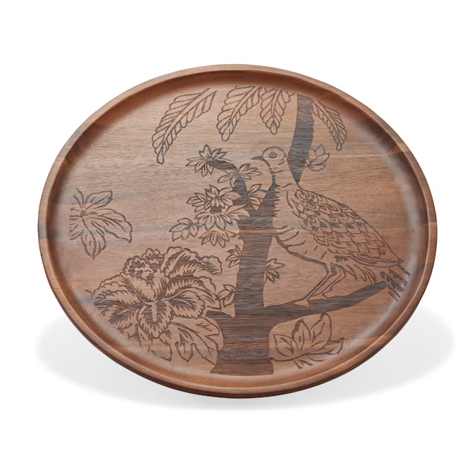 Tropical Toile Engraved Wood Serving Tray