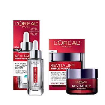 L'Oreal Paris Skin Care Revitalift Hyaluronic Acid Facial Serum and Triple Power Face Moisturizer An...
