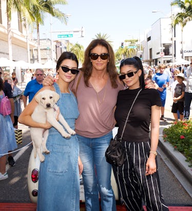 Kendall, Kylie, and Caitlyn Jenner strike a post.