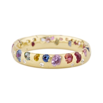 Rainbow Confetti Ring with Diamonds
