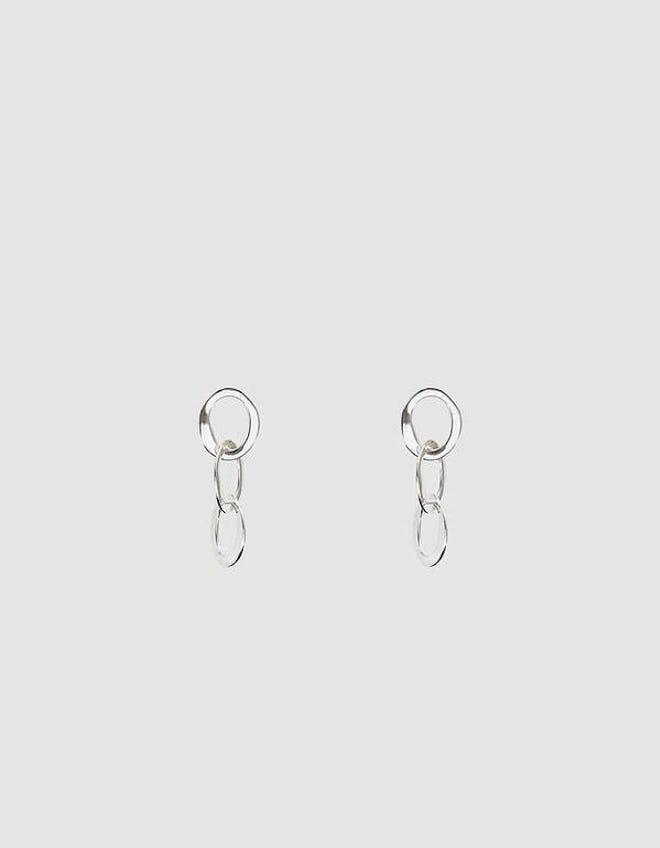 Silver Oval Chain Earrings
