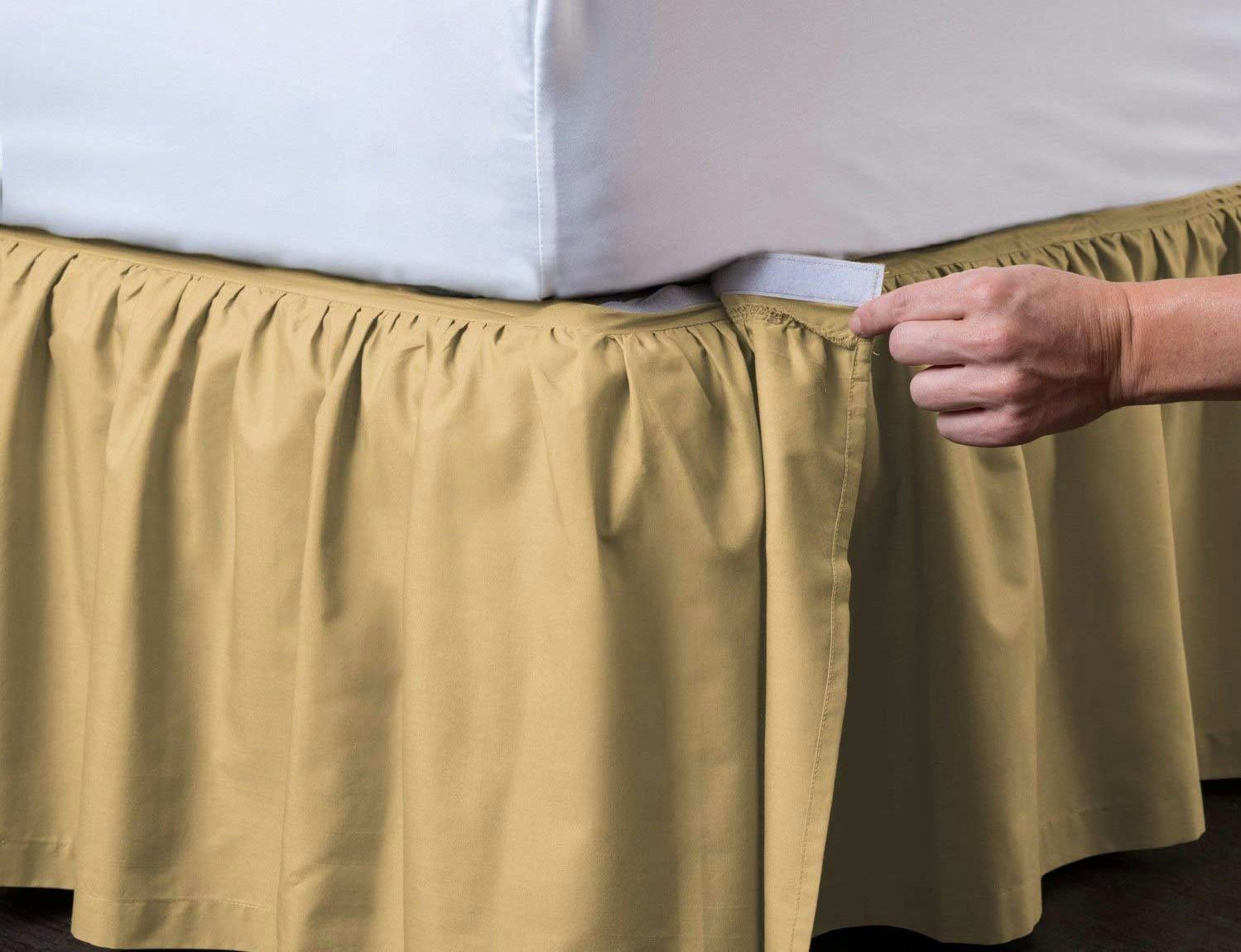 21 /" FULL TAN BEDSKIRT OR DUST RUFFLE SPLIT CORNERS made in usa