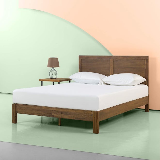 Zinus 12 Inch Acacia Wood Platform Bed with Headboard