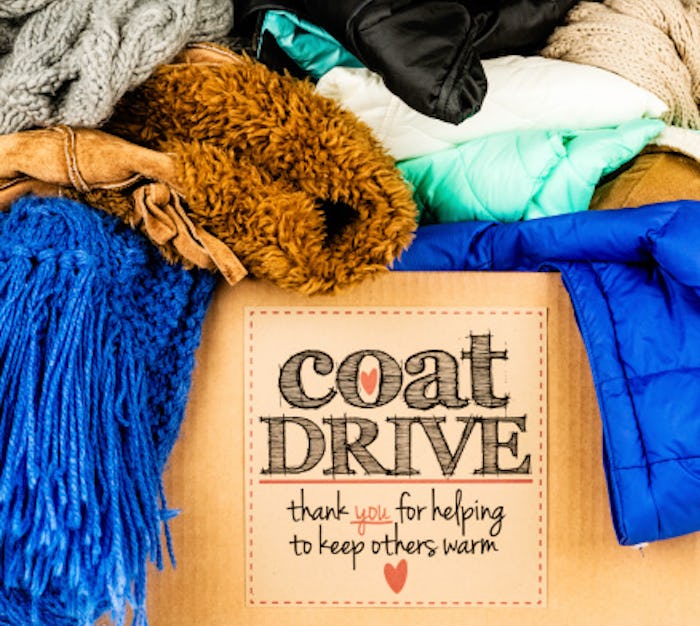 Where to donate winter coats; box of coats collected for coat drive