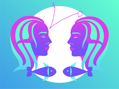 Drawing of the Pisces horoscope sign. 