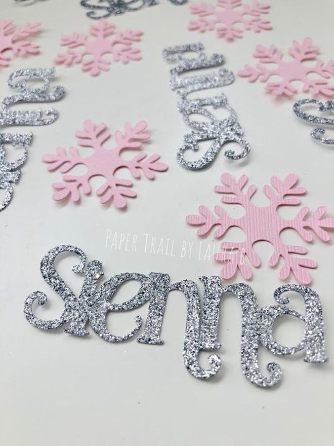 Custom Name & Snowflake Confetti