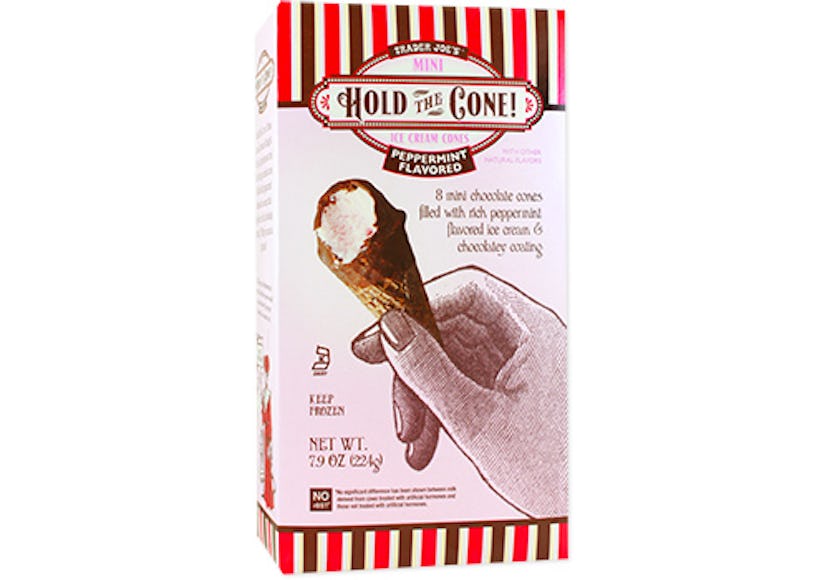 Trader Joe's Hold the Cone! Mini Peppermint Ice Cream Cones combine all your favorite holiday flavor...