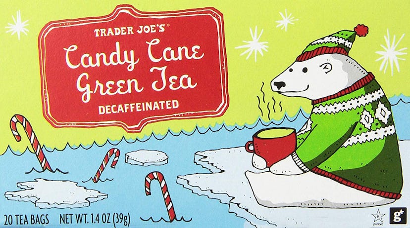 Trader Joe's Candy Cane Green Tea combines flavors of peppermint, vanilla, and cinnamon.