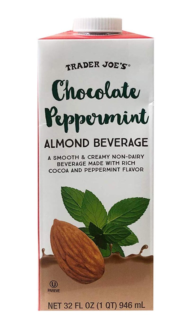 Trader Joe's Chocolate Peppermint Almond Beverage is the seasonal almond milk you seek.