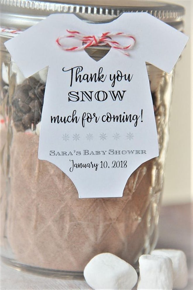 Thank you SNOW much for coming: Baby Onesie Gift Tags