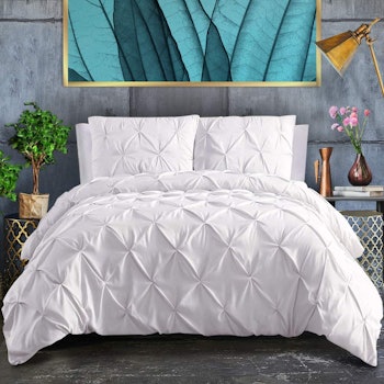 ASHLEYRIVER 3 Piece Pinch Pleated Duvet Cover Set