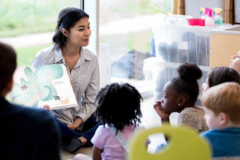 Volunteer reading to kids