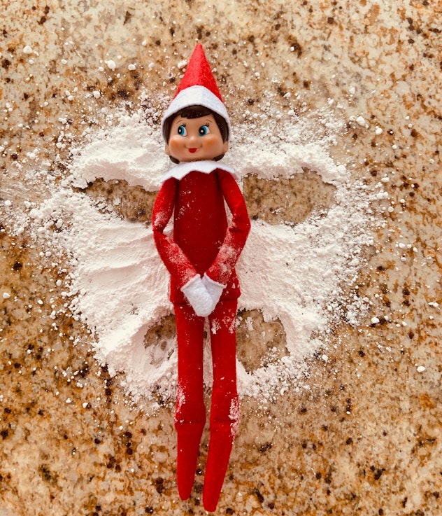 Elf on the Shelf powdered sugar snow angel