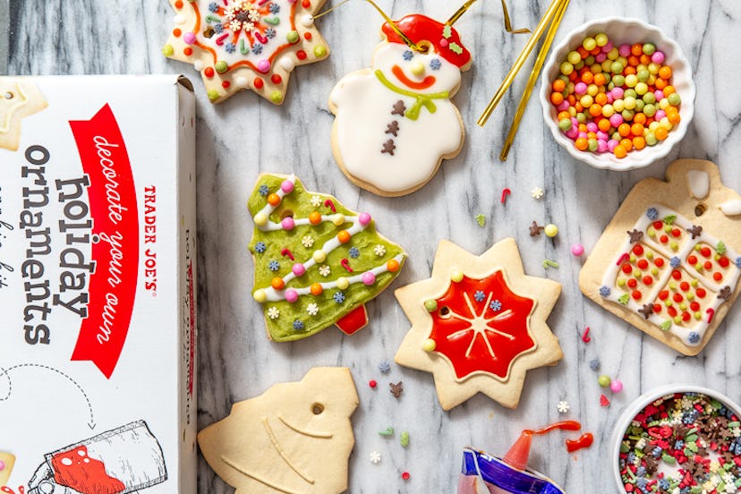  Trader Joe's Decorate Your Own Holiday Ornaments Cookie Kit comes complete with 8 cookies and a var...