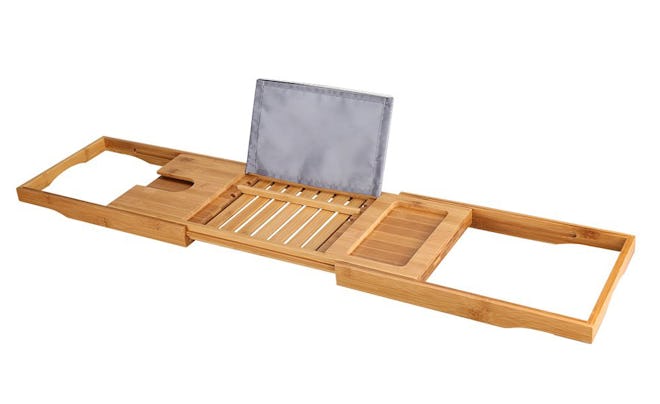 LANGRIA Bamboo Bathtub Caddy Tray With Extending Sides