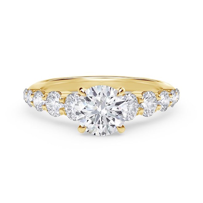Icon Setting Round Engagement Ring with Graduated Diamond Band
