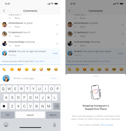 Instagram's new anti-bullying feature is an expansion of its previously released comment feature.