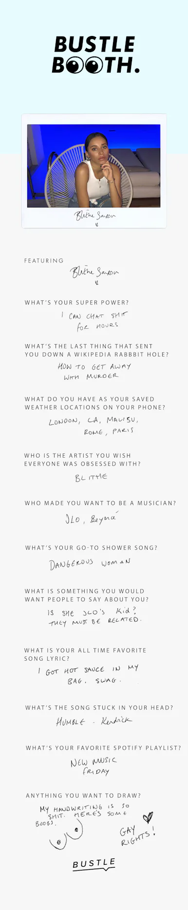 Singer-Songwriter Blithe Takes On The Bustle Booth