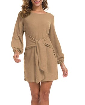 Lionstill Casual Tie Waist Sweater Dress