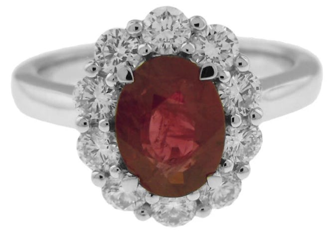 18k White Gold and Ruby Diamond Ring