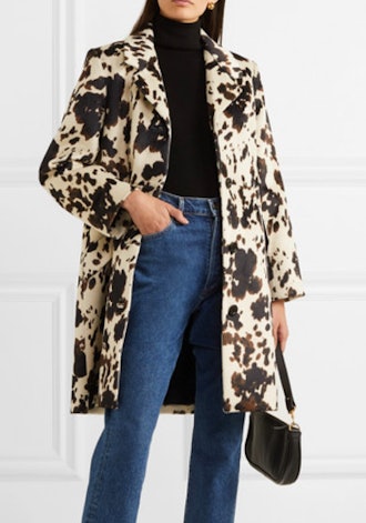 Cow-Print Faux Fur Coat