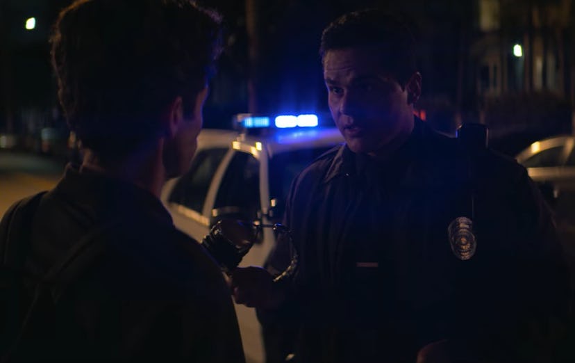 Joe gets questioned by a cop in 'You' Season 2