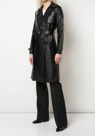 Leather Look Trench Coat 