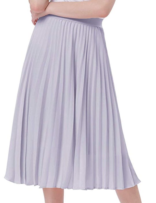Kate Kasin Women's High Waist Pleated A-Line Swing Skirt