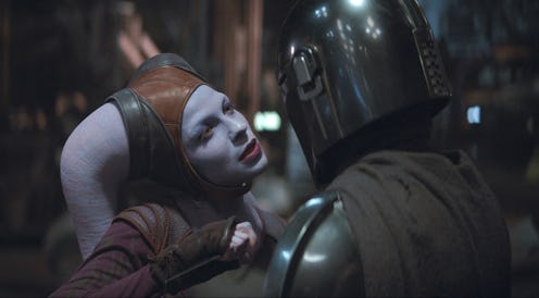 Natalia Tena as Xi'an and Pedro Pascal as Mando in The Mandalorian