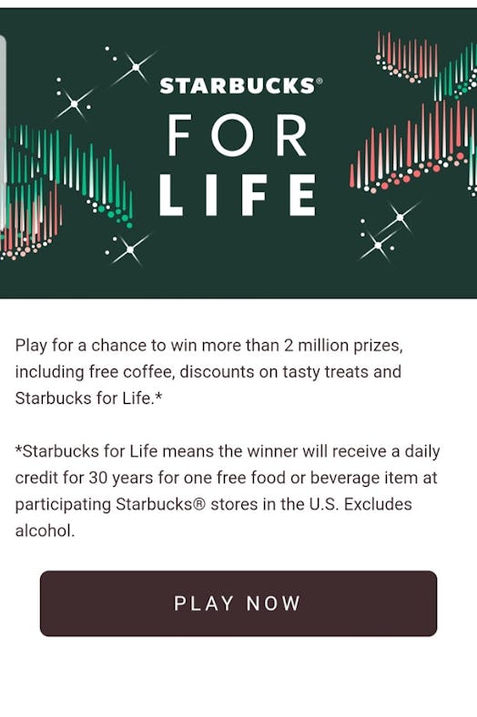 Here's How To Get Starbucks For Life Free Plays so you can get free coffee for thirty years.