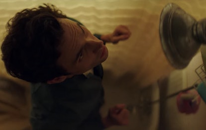 Joe (Penn Badgley) hides in Beck's shower in 'YOU' Season 1