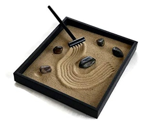 Zen Garden Black Handmade Kit Indoor Mini Sand Garden Relaxation Gift