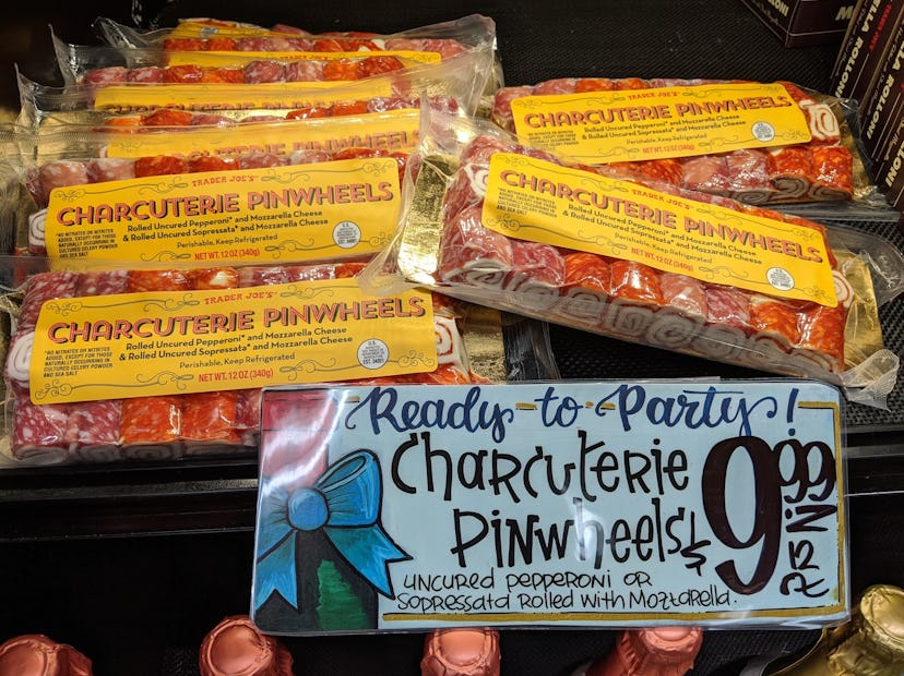 Trader Joe's display of packed, pre-made Charcuterie Pinwheels