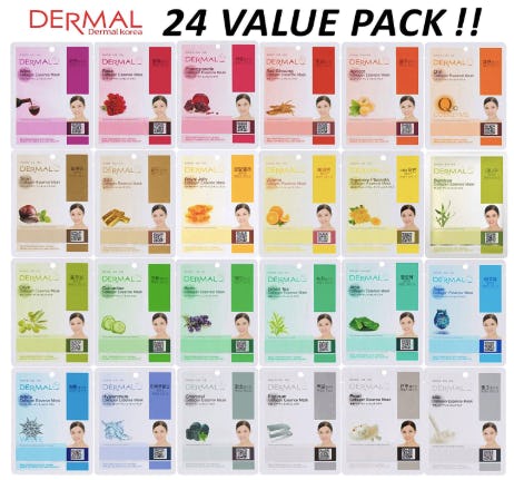 DERMAL Collagen Essence Full Face Facial Mask Sheet (Set of 24)