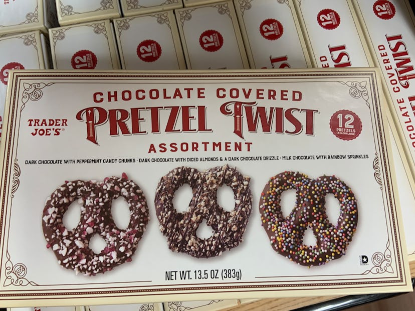 best trader joe's holiday desserts: chocolate covered pretzel twists