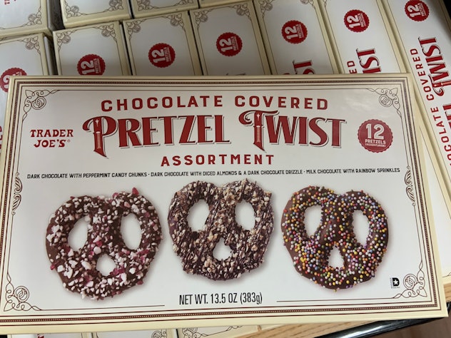 best trader joe's holiday desserts: chocolate covered pretzel twists