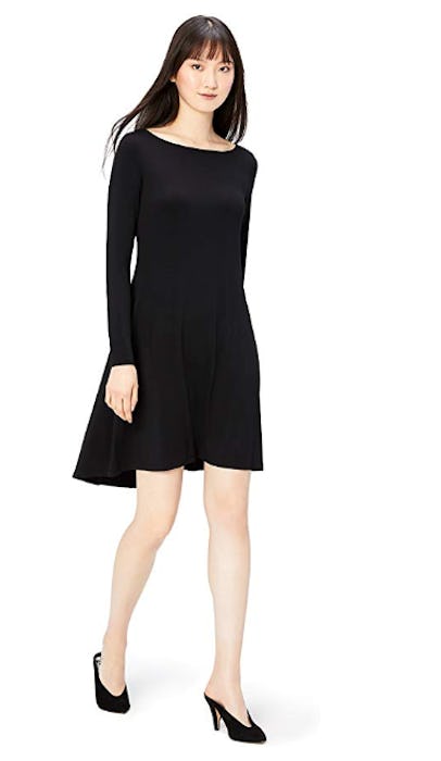 Daily Ritual Women's Jersey Long-Sleeve Bateau-Neck Dress