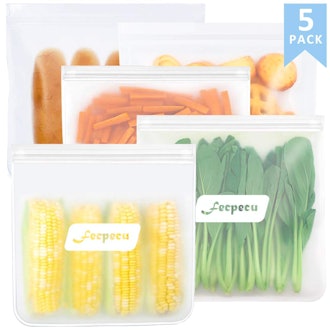 FecPecu Reusable Food Storage Bags (5-Pack)