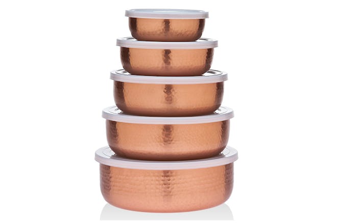 Godinger 5-Piece Copper-Plated Storage Bowl Set With Lids