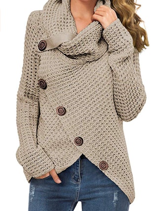 GRECERELLE Cowl Neck Wrap Sweater