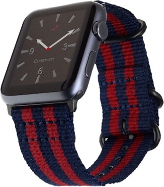 Carterjett Nylon Apple Watch Band, Navy Blue & Red