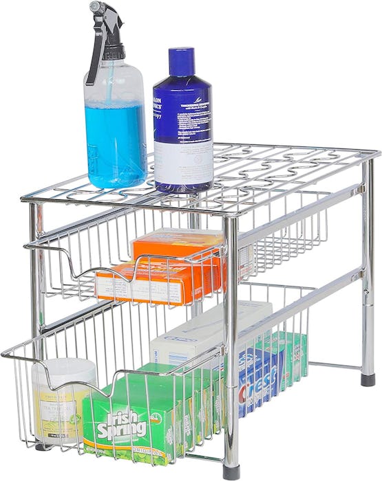 Simple Houseware Stackable 2-Tier Sliding Basket Organizer